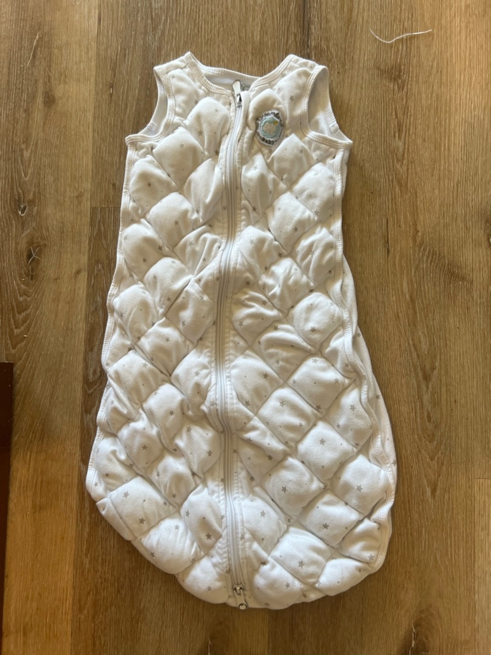 Quilted White Baby Sleep Sack with Subtle Star Detail